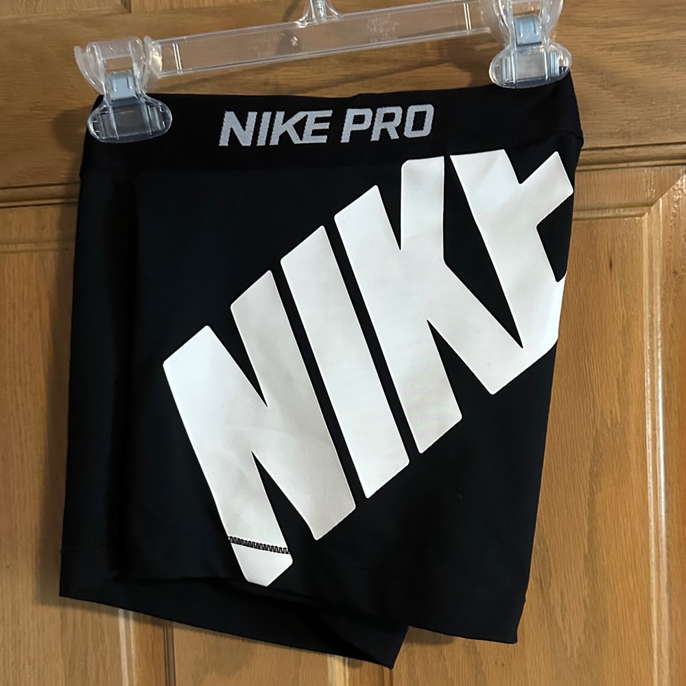 Medium Nike Pro Black Shorts with White Logo